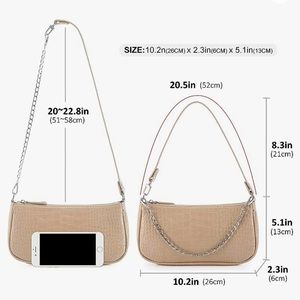 NWOT crocodile pattern purse in perfect condition, color: nude.